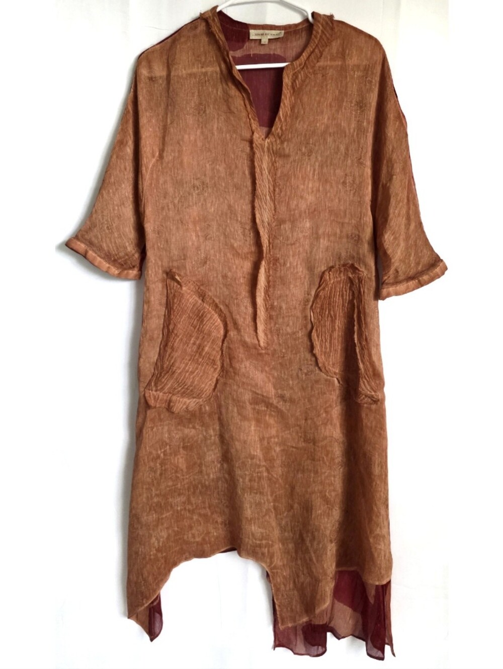 JADE & CLOUD Avant Garde Lagenlook Silk Jute Blend Dress S